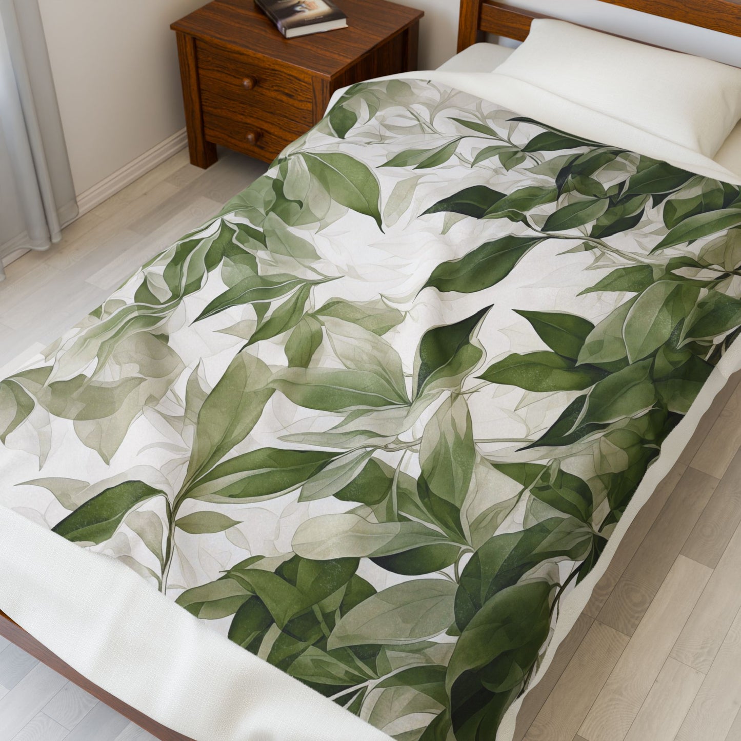 Green Leaves Plush Blanket