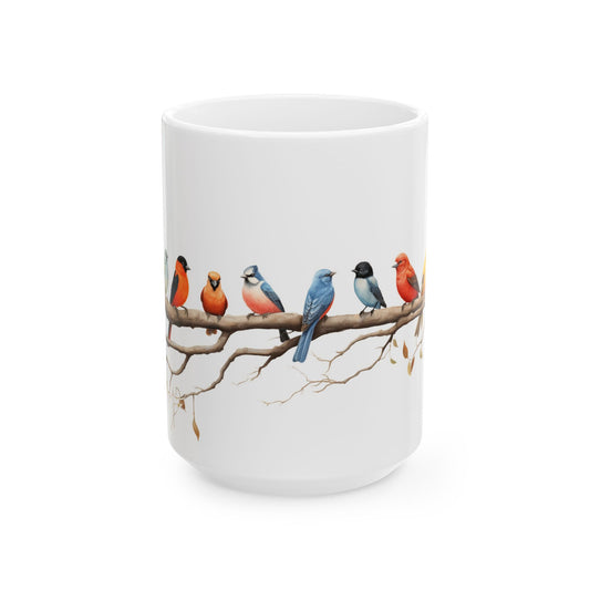 12 Birds Ceramic Art Mug 15oz