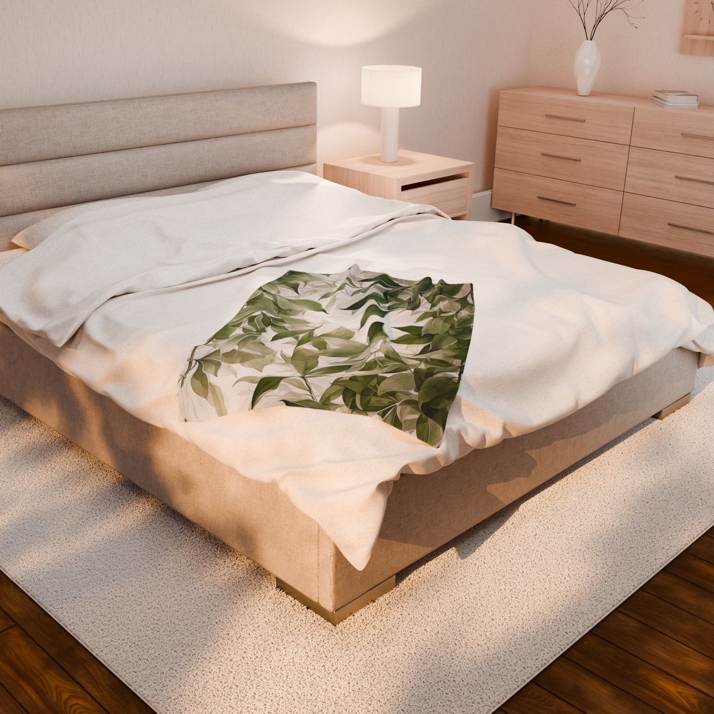 Green Leaves Plush Blanket