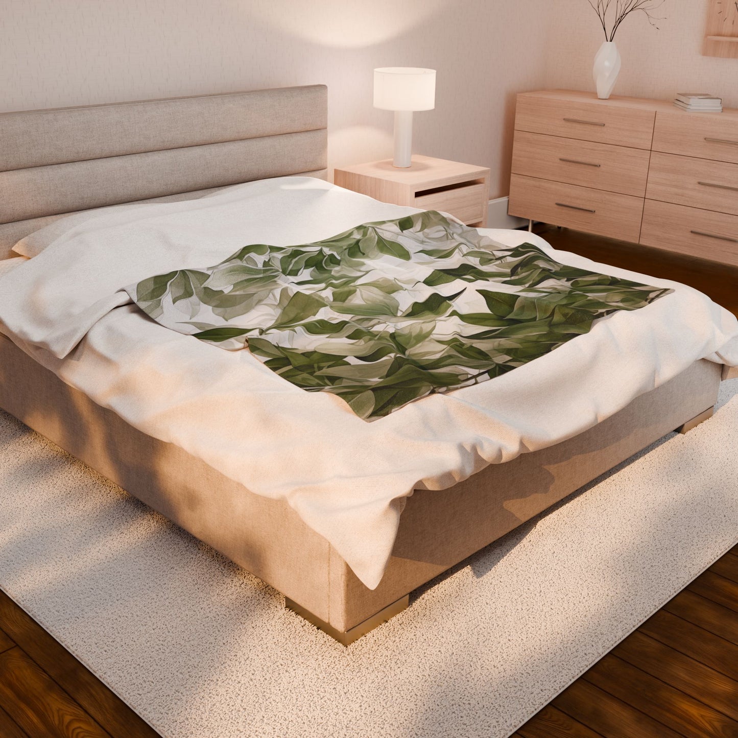 Green Leaves Plush Blanket