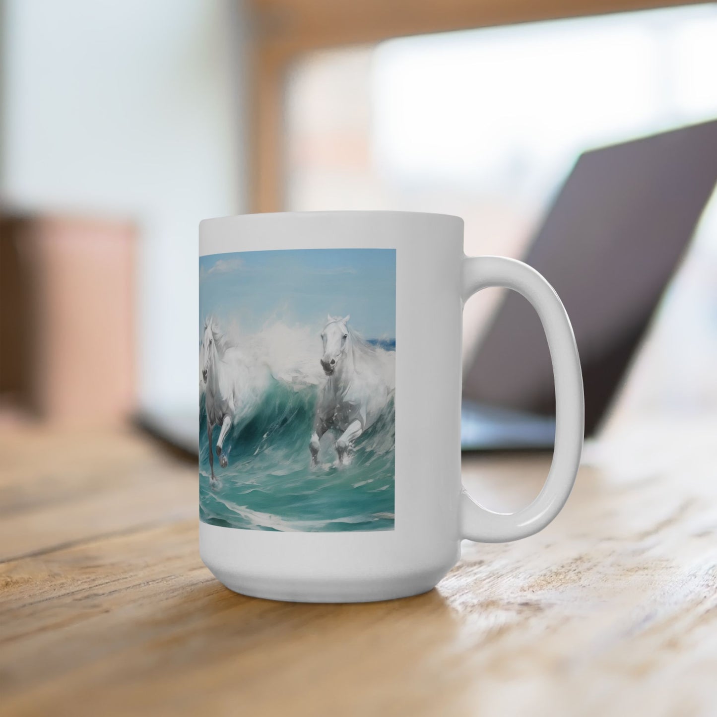 Seahorses Ceramic Art Mug Mockup 15oz