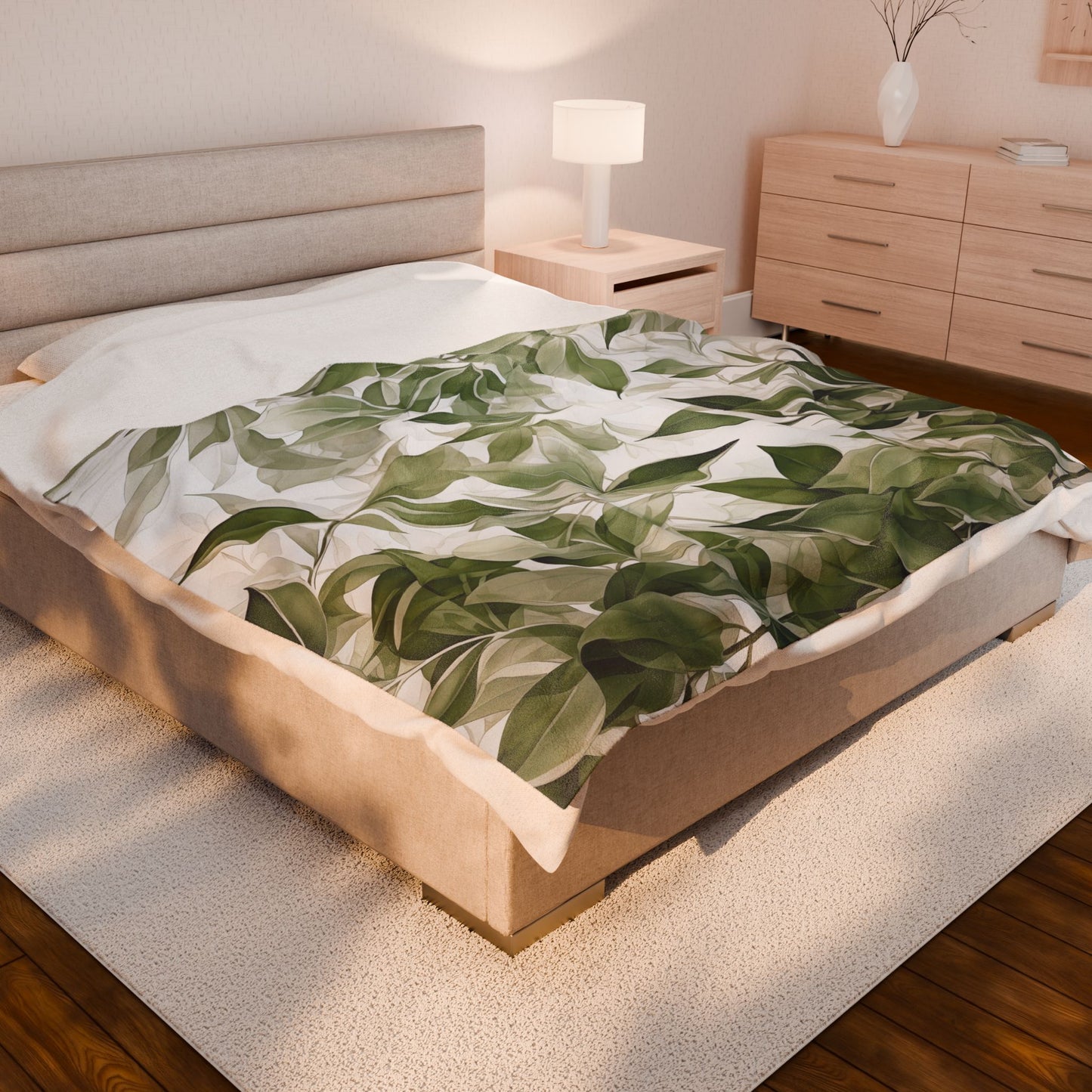 Green Leaves Plush Blanket