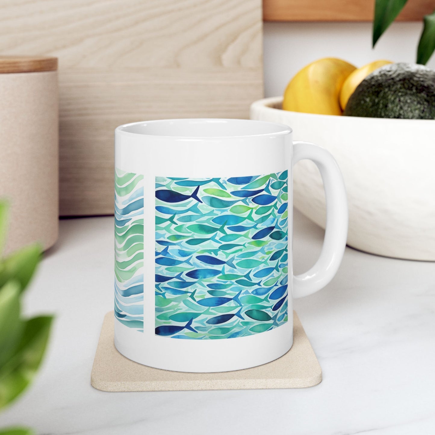 Aquamarine Ceramic Art Mug Mockup 11oz