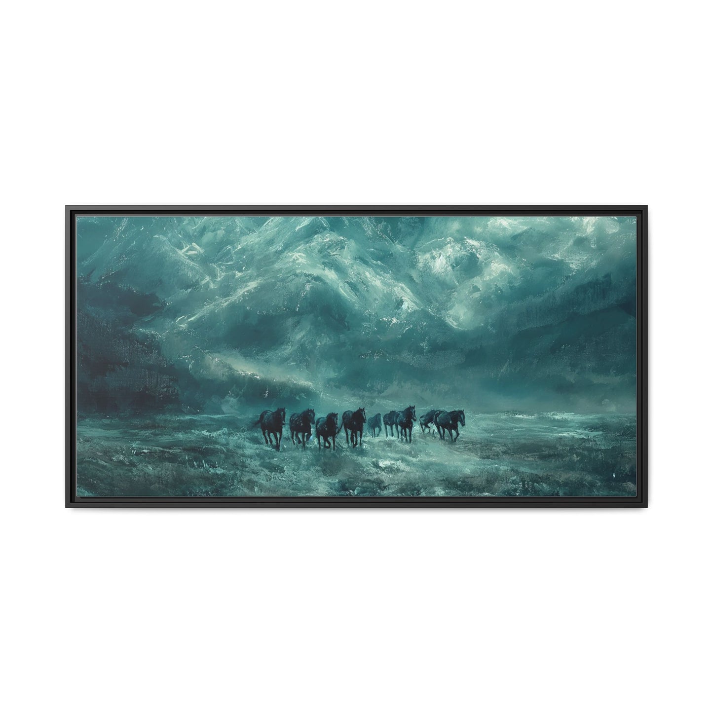 Snow Horses Framed Art Canvas